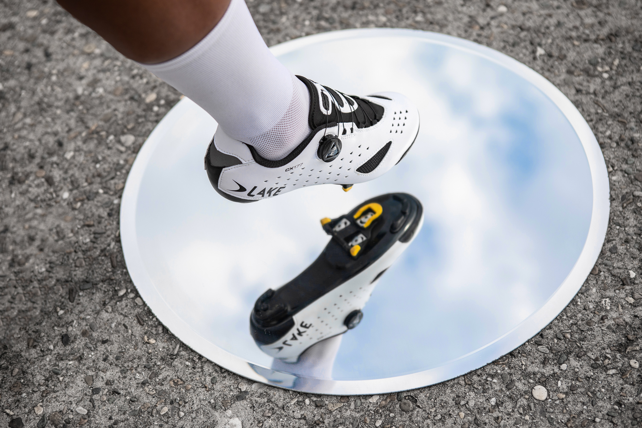 Lake CX177 white road cycling shoe with SPDSL cleat